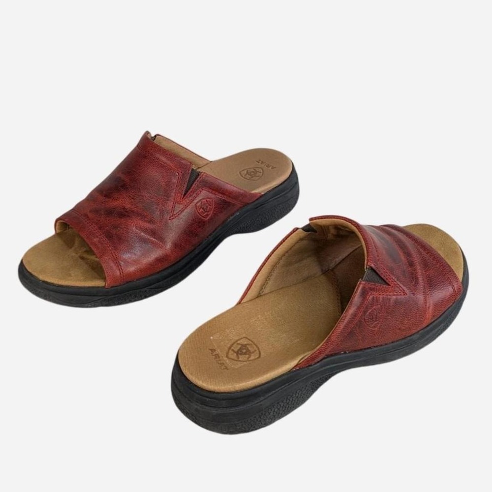 Ariat Bridgeport Burgundy Leather Slide Sandal 7.5 - Picture 3 of 8